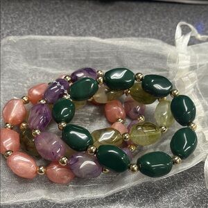 Elegant Multicolor Beaded Bracelet Set (4) price firm